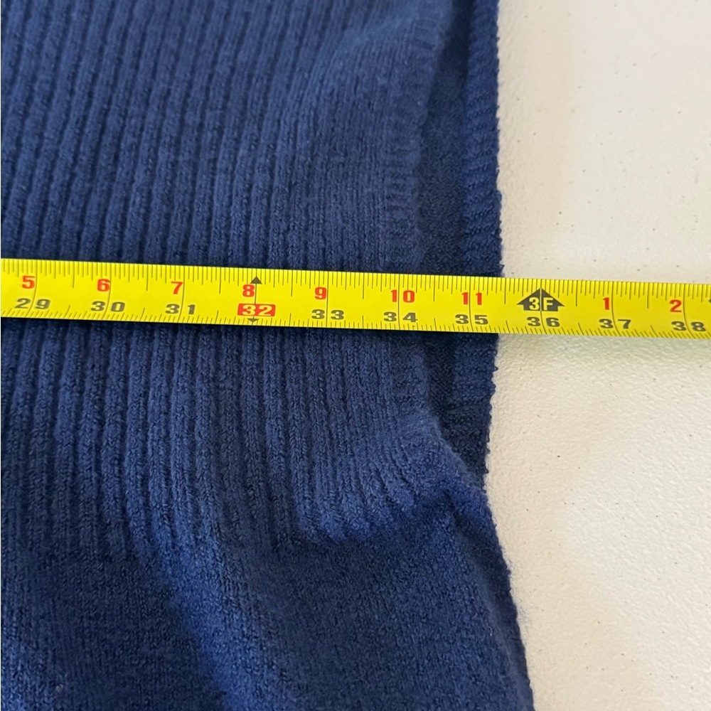 Nordstrom Ribbed Blue Stretch Polyester Blend Ruana Poncho Size OS New - Picture 12 of 15